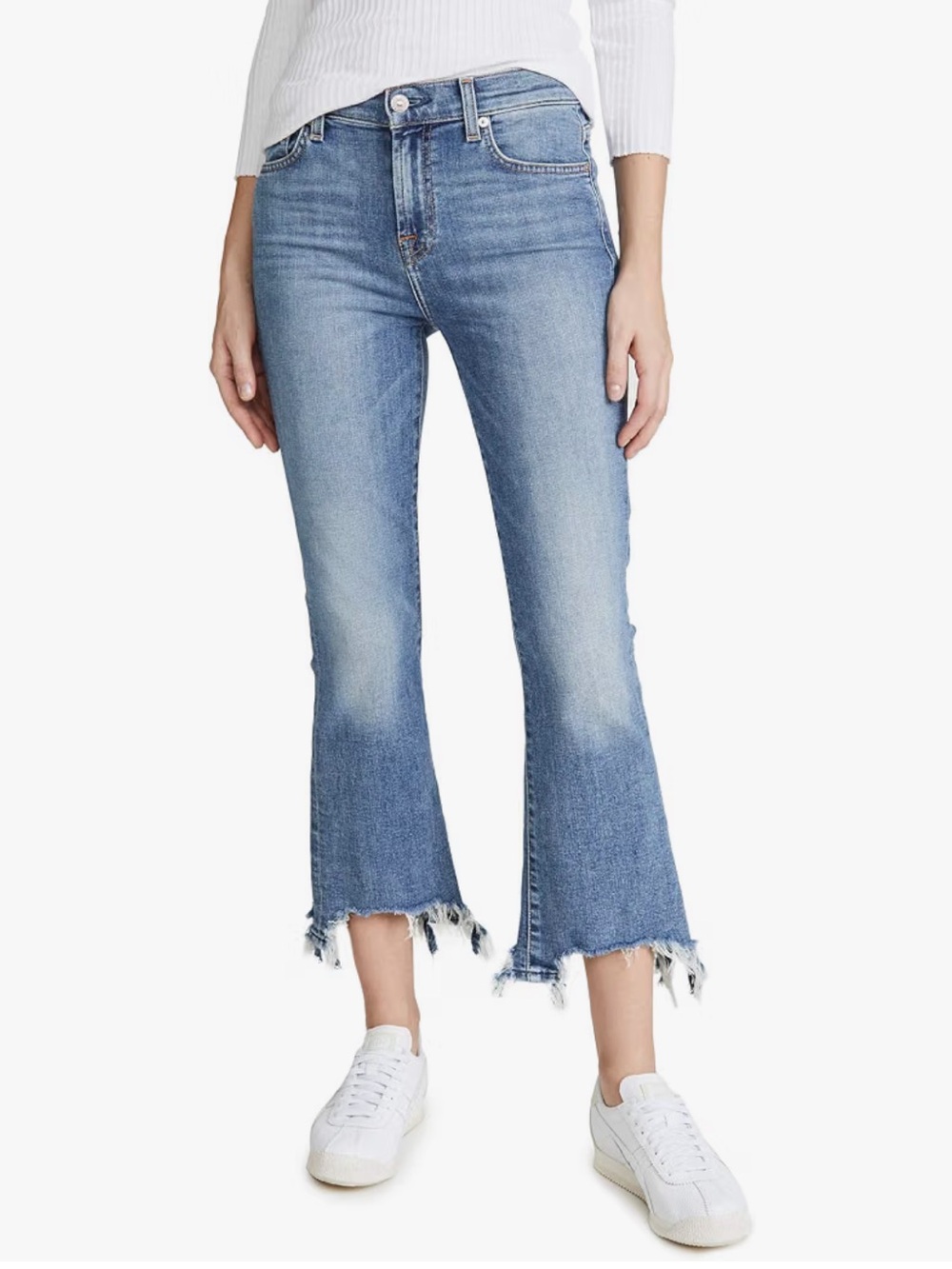 7 For All Mankind Sz 30 Jeans Blue High-Waist Slim Kick raw hem Casual Classic
